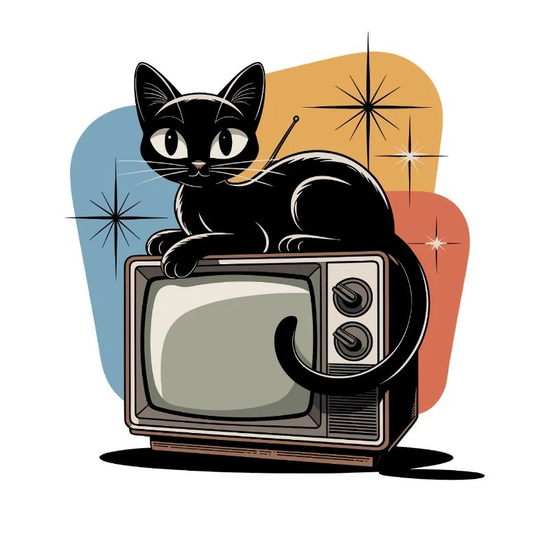 Atomique ère rétro chat vintage TV 50s 60s