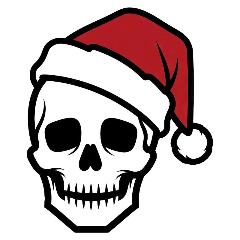 Creepy Skeleton with Santa Hat Biker Horro
