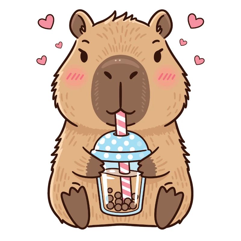 Capybara Bubble Tea Kawaii