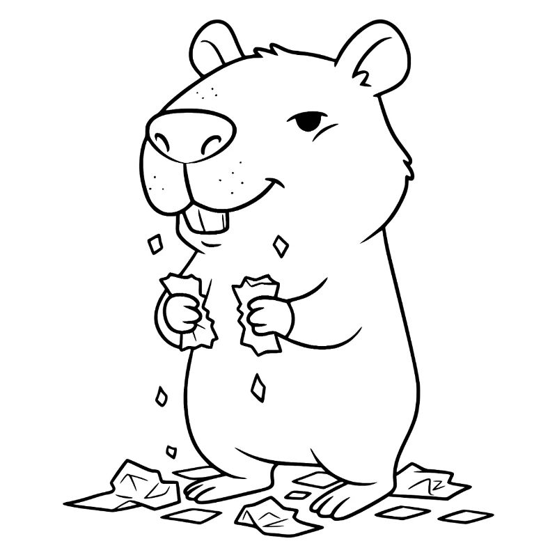 Capybara mange ses devoirs