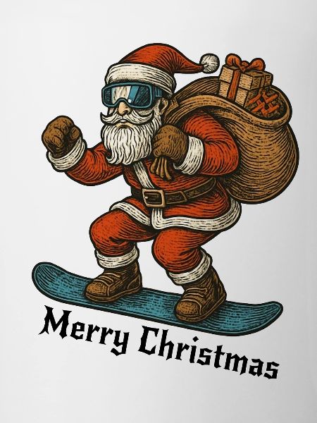 Santa Snowboard Merry Christmas