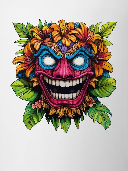 Tiki-Blütenmaske Farbexplosion