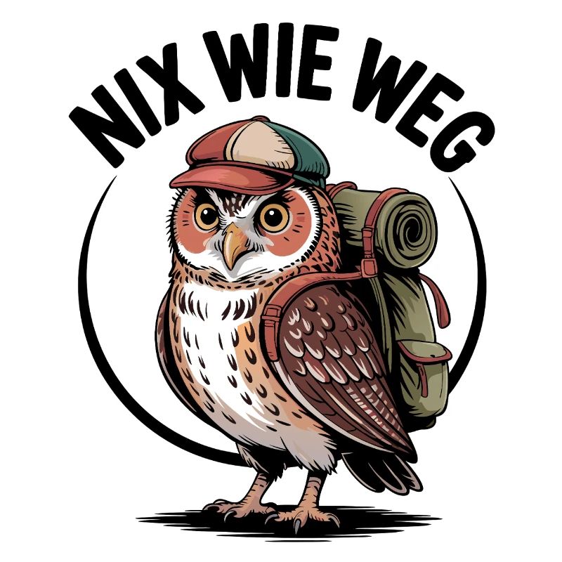 Hiking owl with backpack