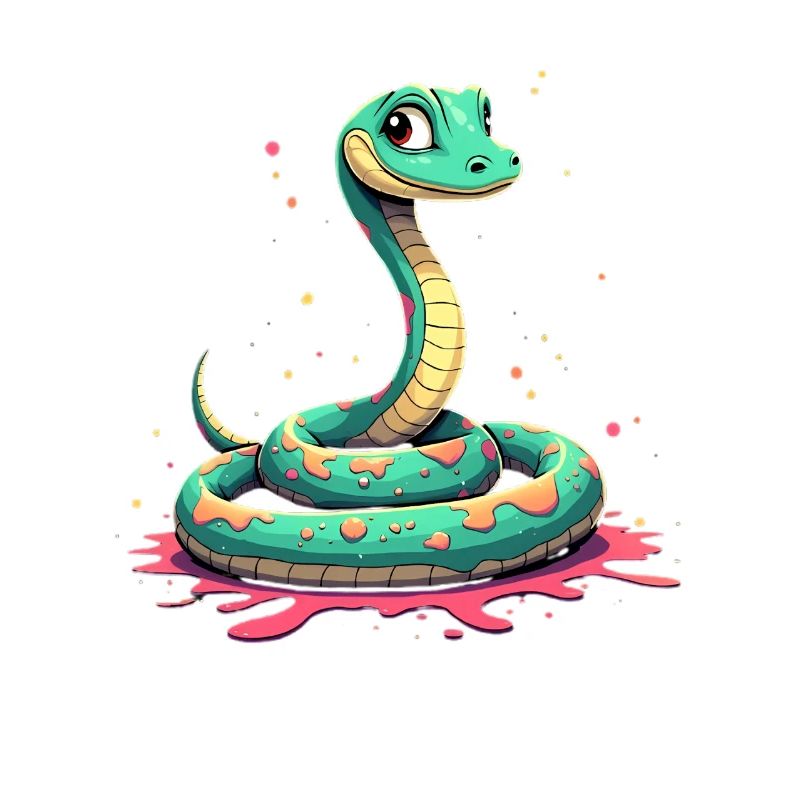 Teal snake with paint splashes
