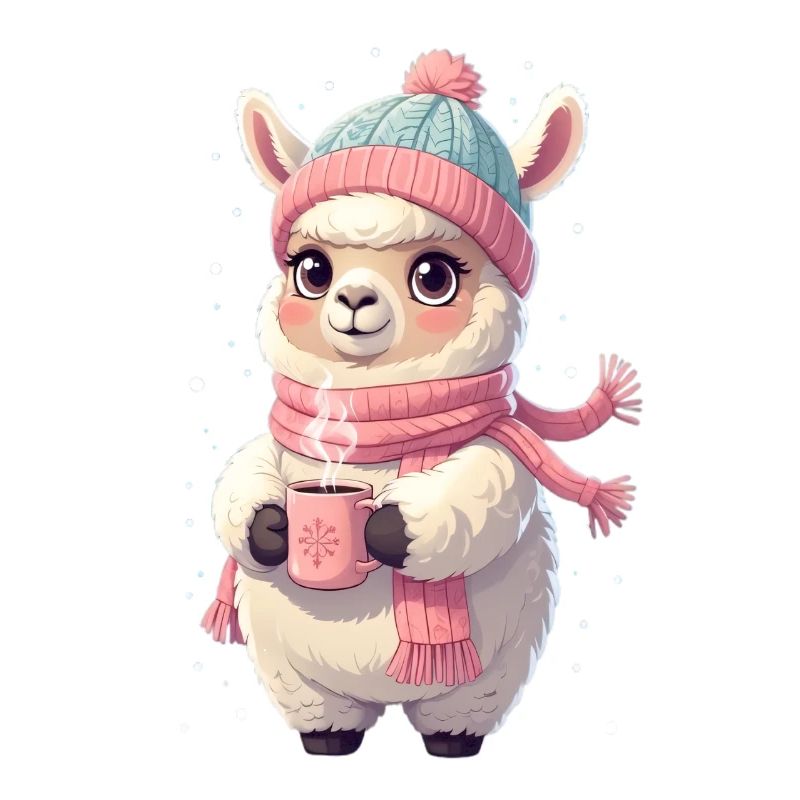 Winter Llama with Tea