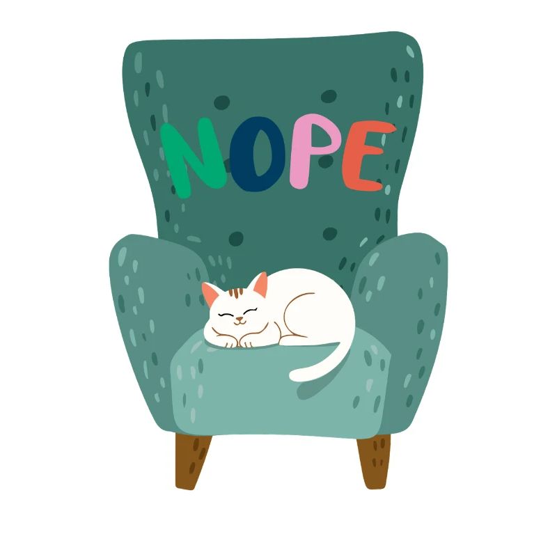 Cute Sleeping Cat with "NOPE" Lazy Mood