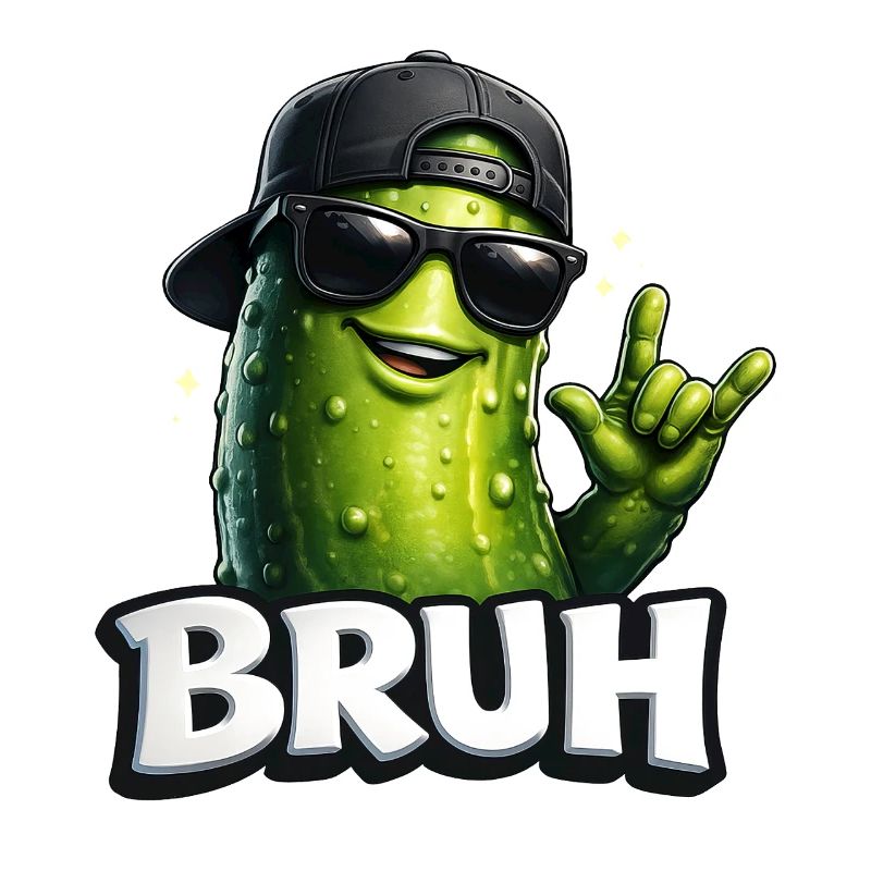 Concombre Meme BRUH avec des lunettes de soleil