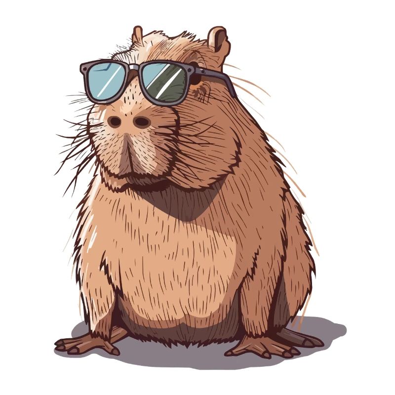 Illustration de capybara cool avec lunettes de soleil