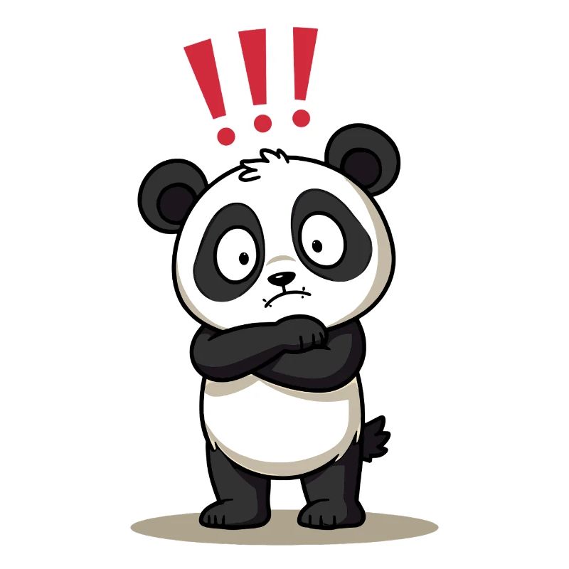 Skeptical Panda with Exclamation Point Humor
