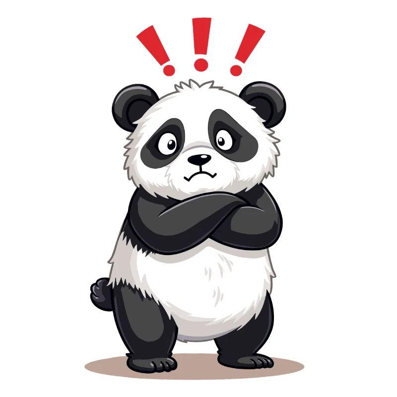 Skeptical Panda with Exclamation Point Humor