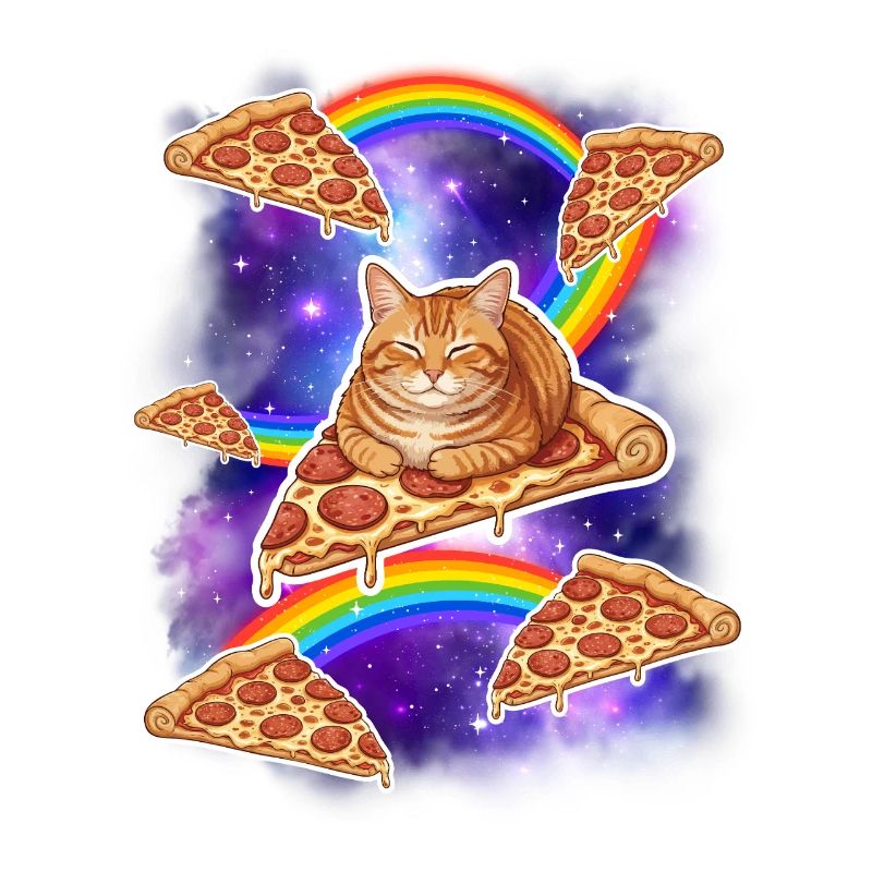 Cat Riding Pizza In Space Funny Pizza Meme