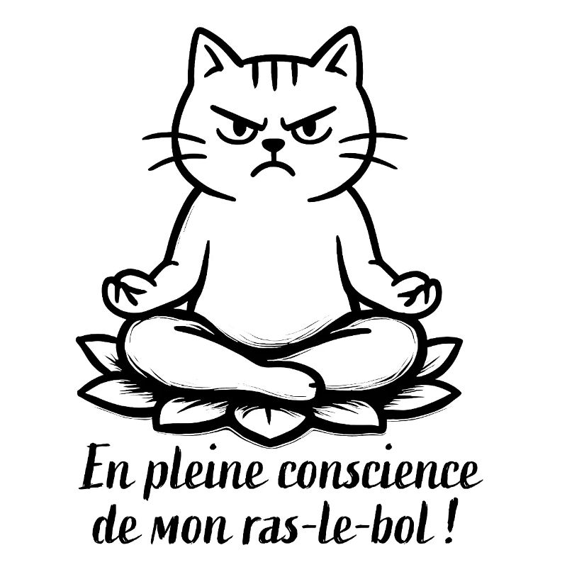 Chat grognon en méditation