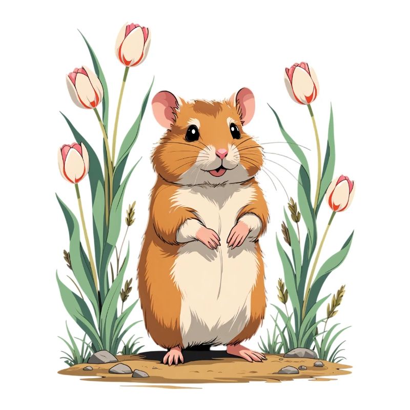 Tulip hamster in spring
