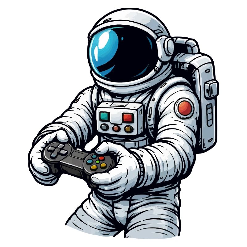 Astronaute avec manette de jeu