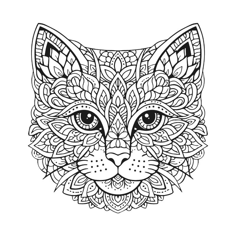 Visage de chat de Mandala
