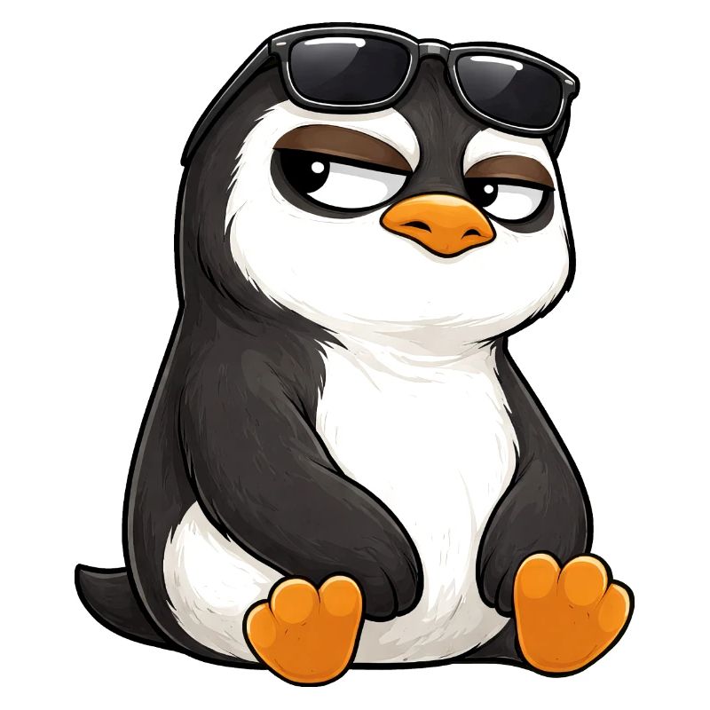 Cool cartoon penguin with sunglasses skeptical