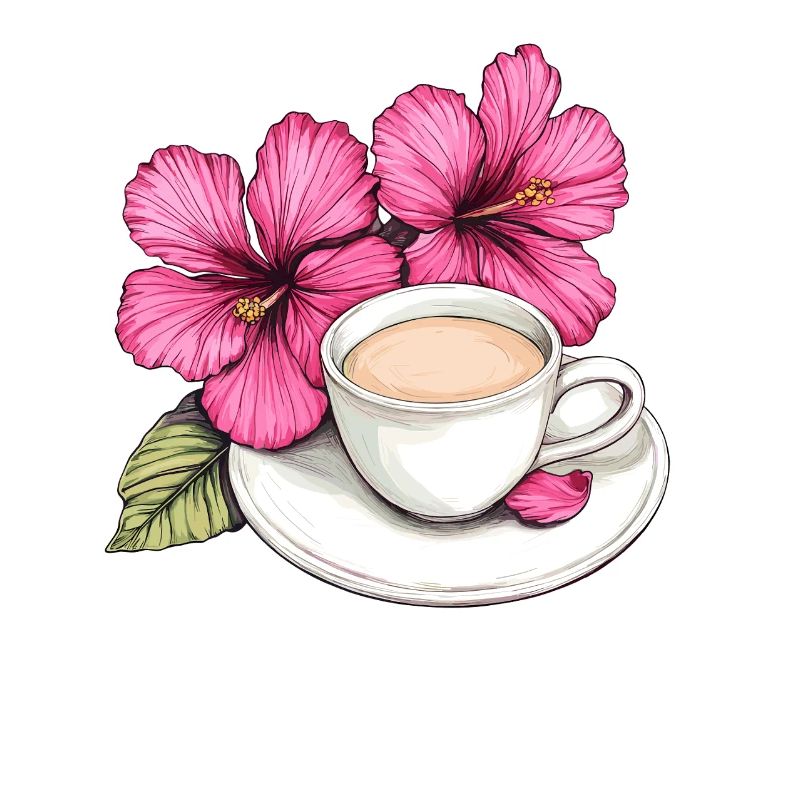 Impression de tasse à café en hibiscus