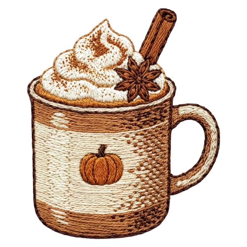 Pumpkin spice latte dans un style brodé (imprimé)