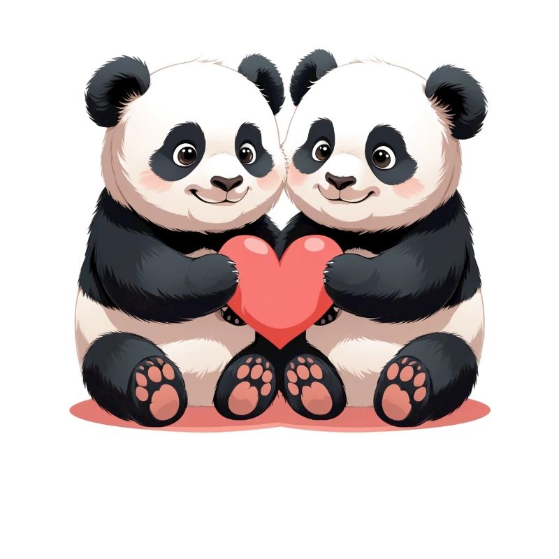 Câlin du duo de cœurs de panda