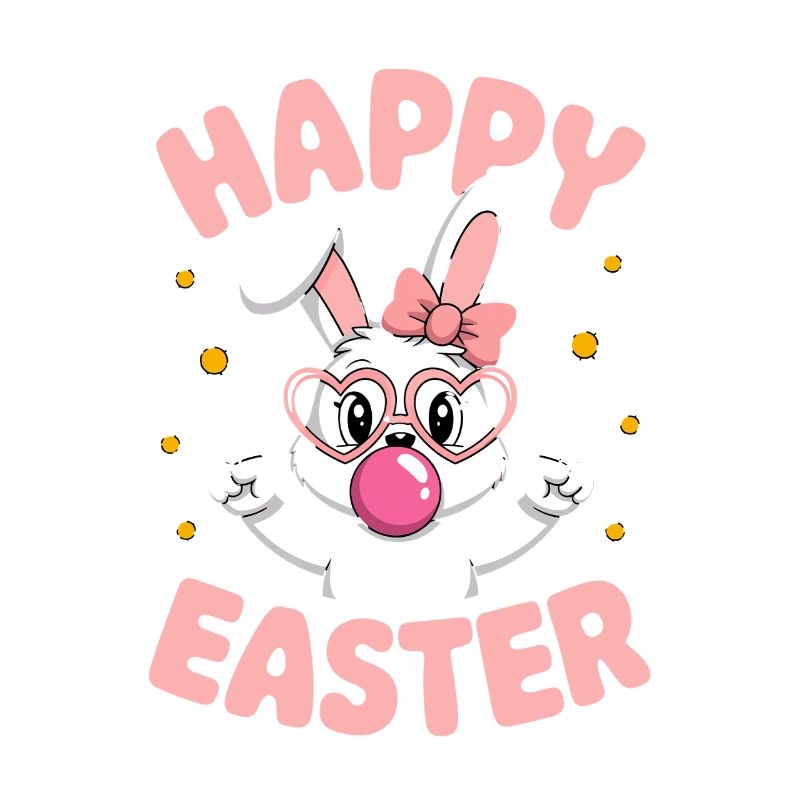 Happy Easter Cute Easter Bunny with Glasses