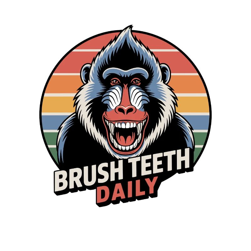 Daily Brushing Teeth Mandrill Monkey