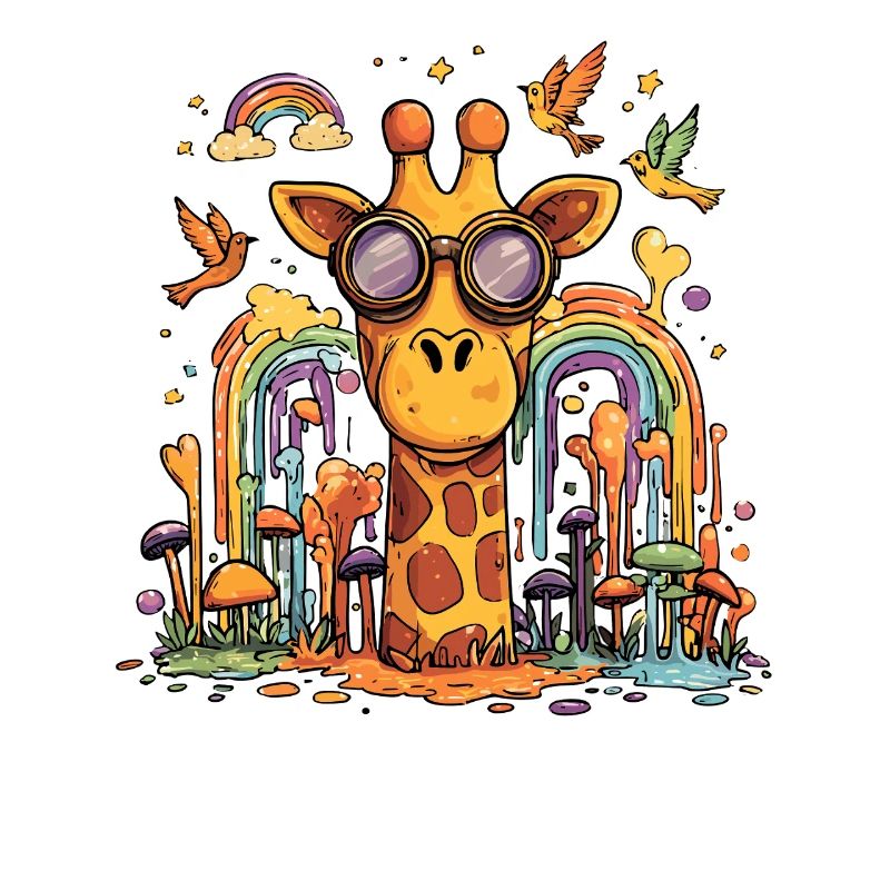 Giraffe in Rainbow Forest