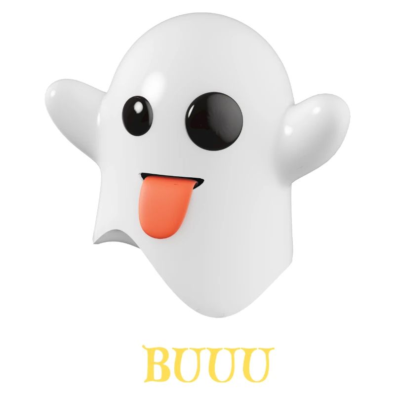 Fluffy Ghost with Tongue