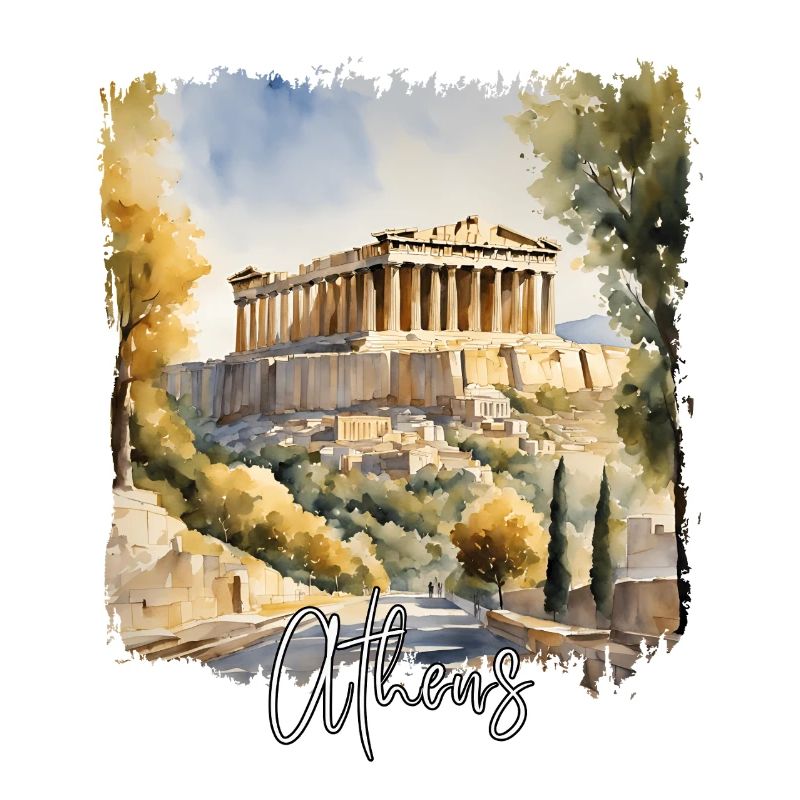 Aquarelle d’Athènes, Athènes Grèce