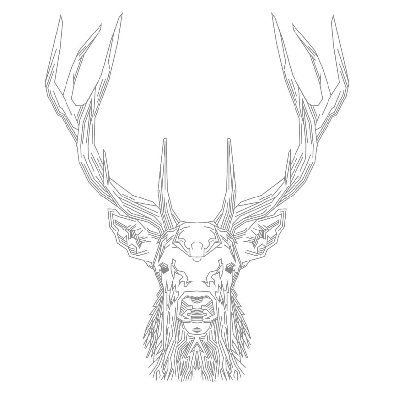 Tech Deer – Geometrischer Hirsch in Grau