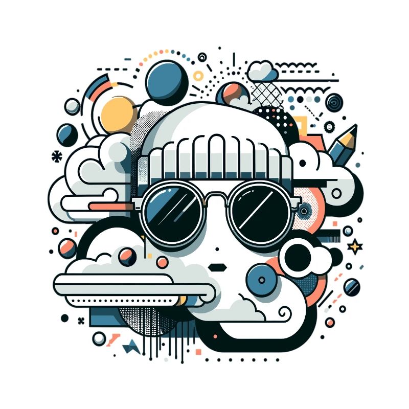 Clouds icon with sunglasses