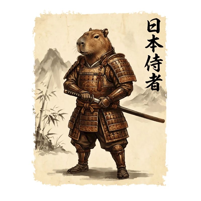 Samurai, Capybara, Japanese Art, Anime
