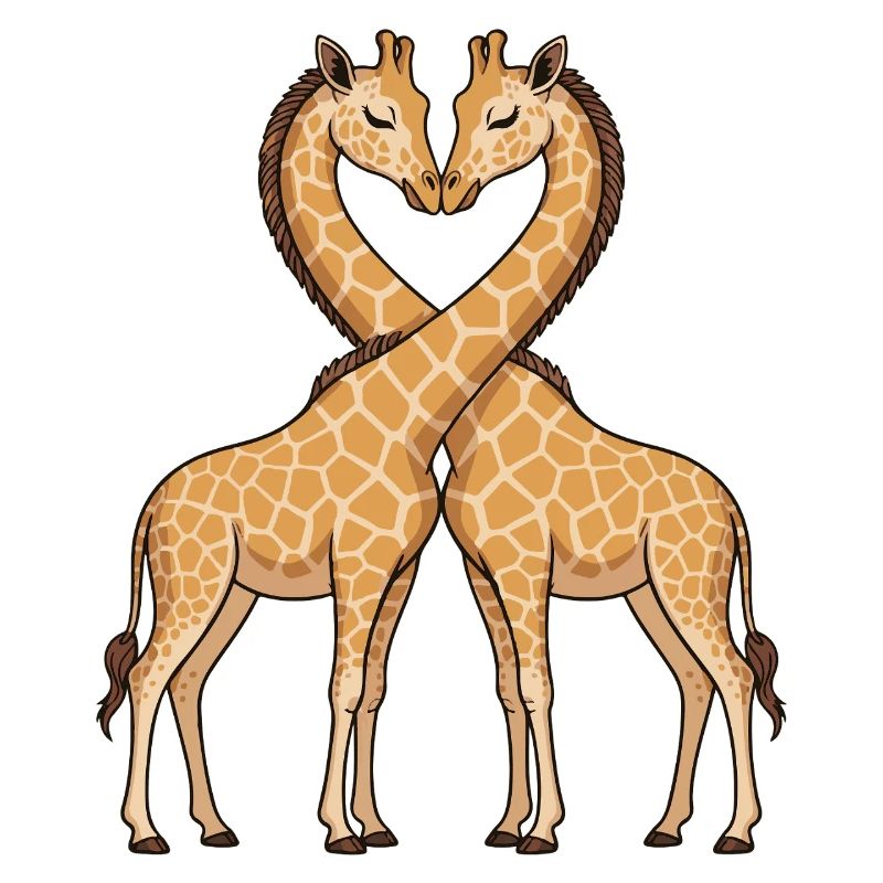 Heart-shaped giraffe duo