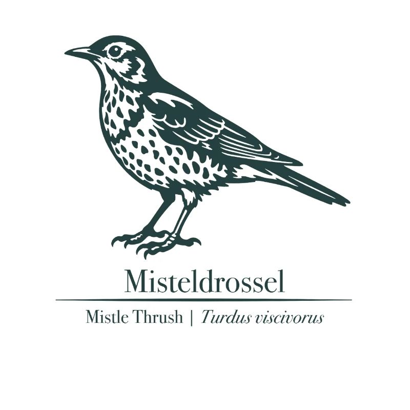 Mistletoe Thrush Silhouette | Ornithology Drawing