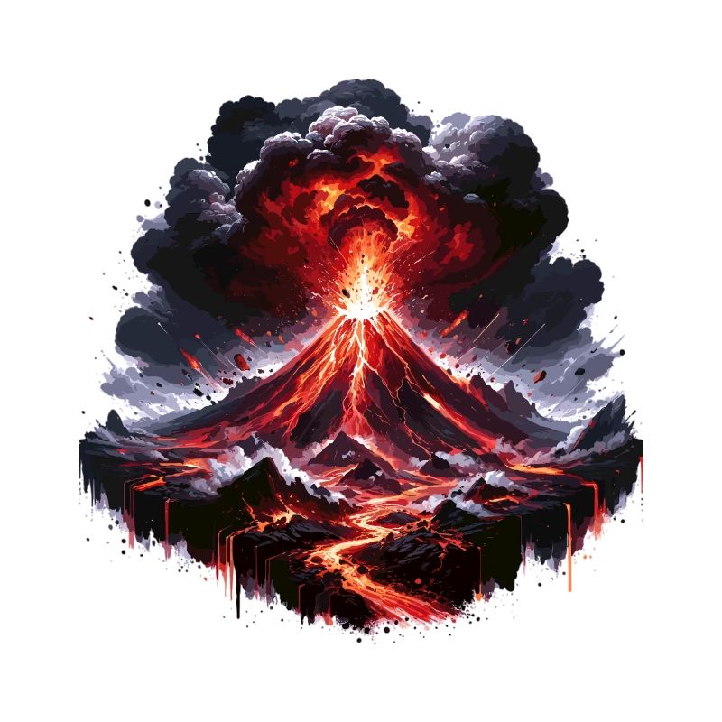 Volcanic eruption lava fireworks