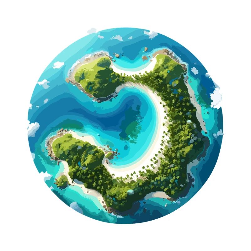 Île circulaire tropicale dans l’océan