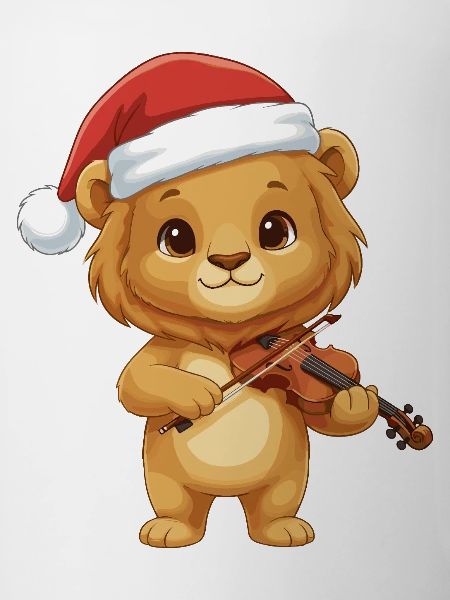 Christmas Lion Playing Violin Art