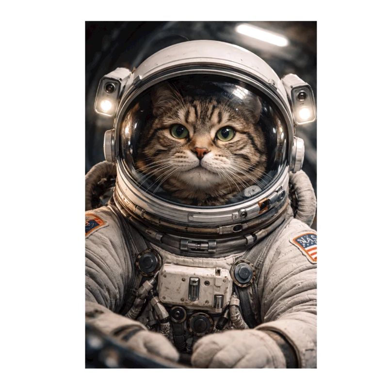 Space cat in astronaut suit