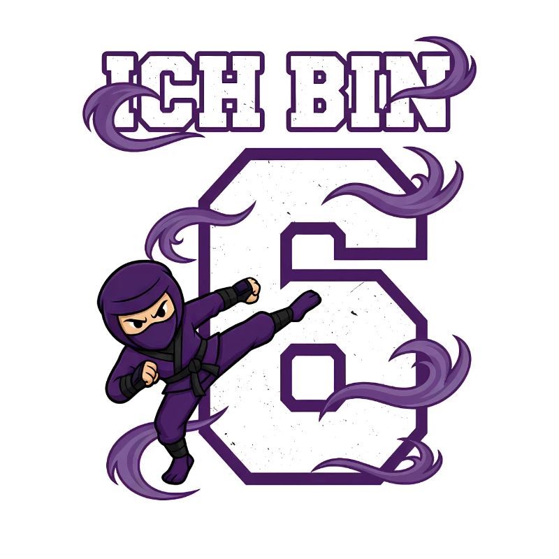 Ich bin 6 Ninja 6. Geburtstag Lila Karate