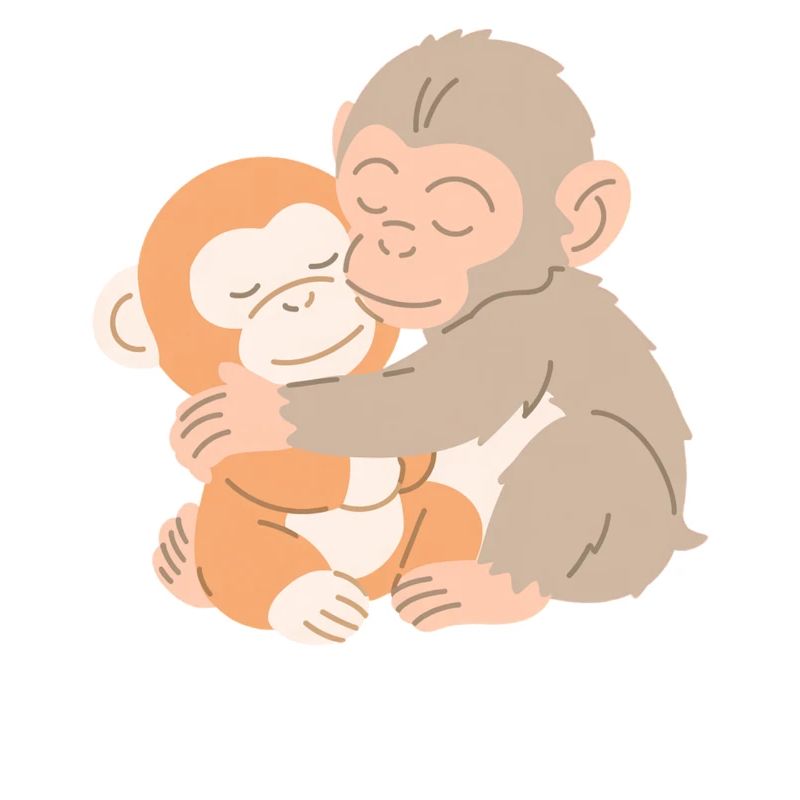 Câlins de singes s’embrassent