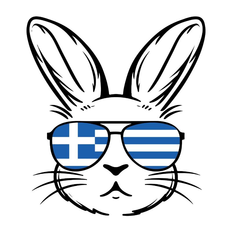 Drapeau grec de Pâques Lapin de Pâques