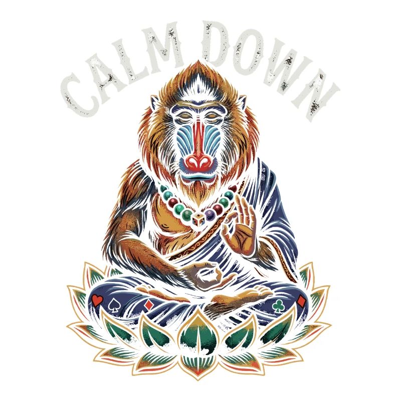 Calm Down Monkey Meditating Lotus