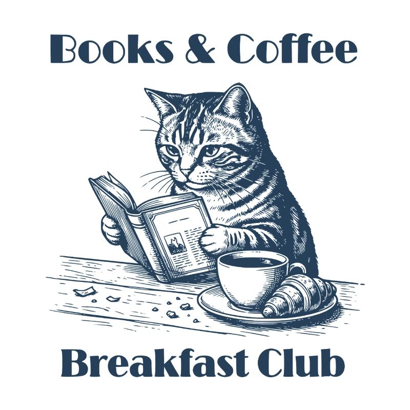 Books & Coffee Cat – Cozy Reader Design