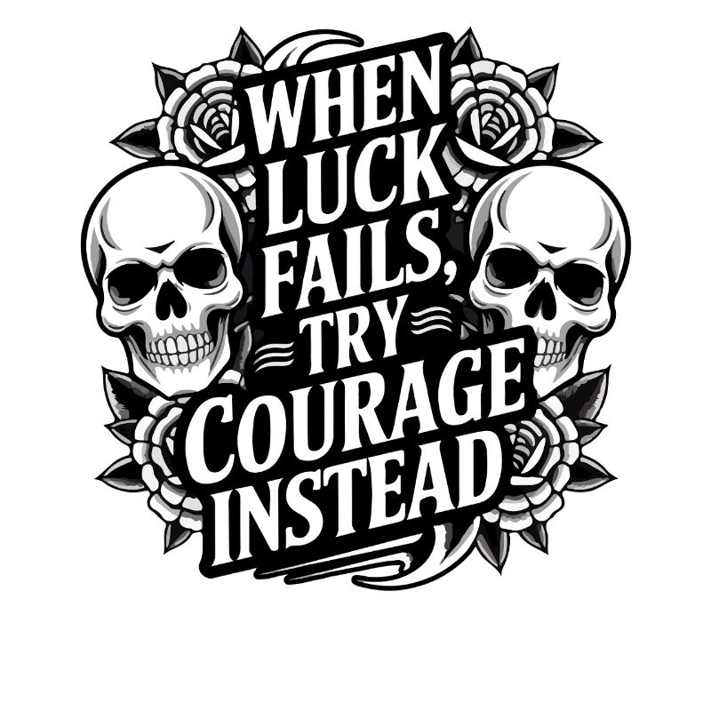 Courage Over Luck Skull Roses
