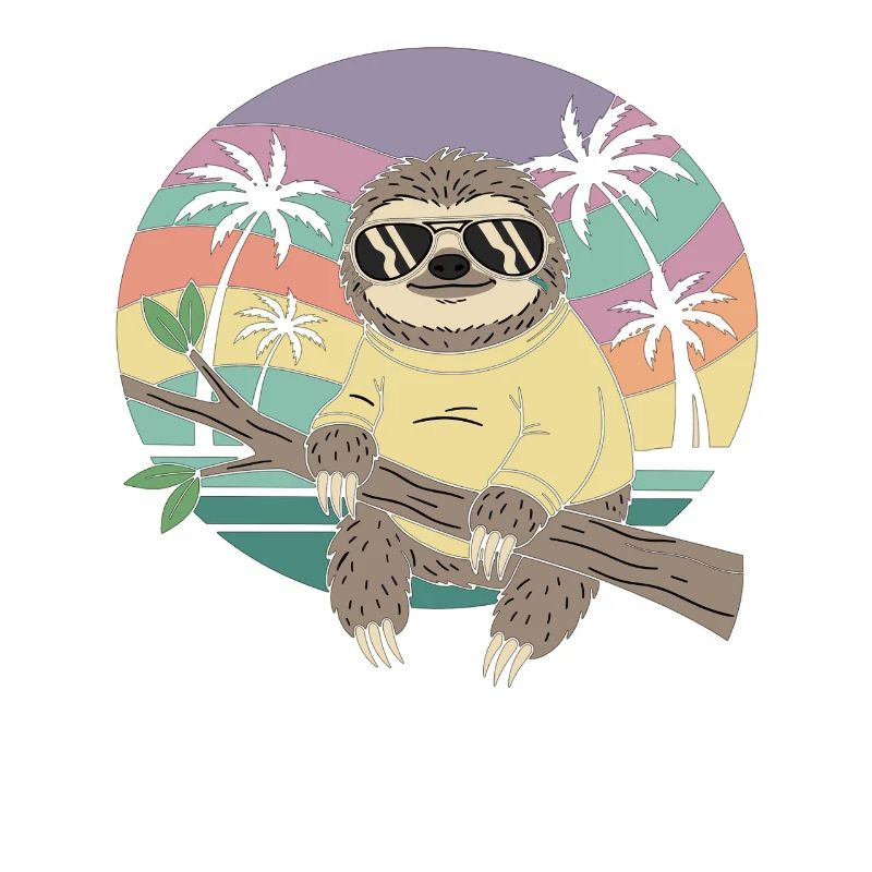 Cool Sloth Retro Summer Palm Trees