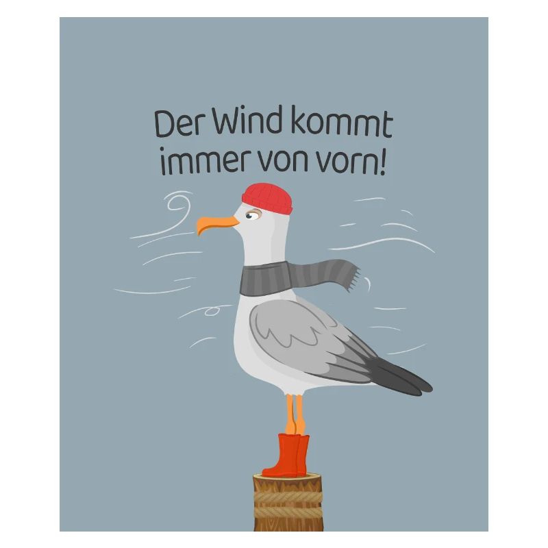 Der Wind kommt immer von vorn Möwe Spruch