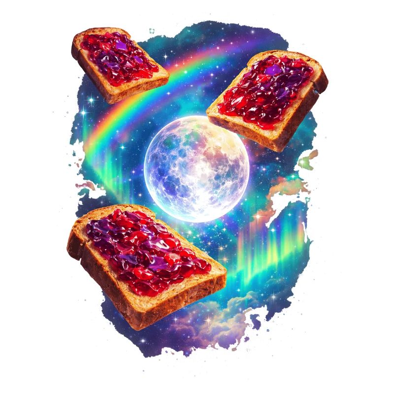 Space toast with rainbow