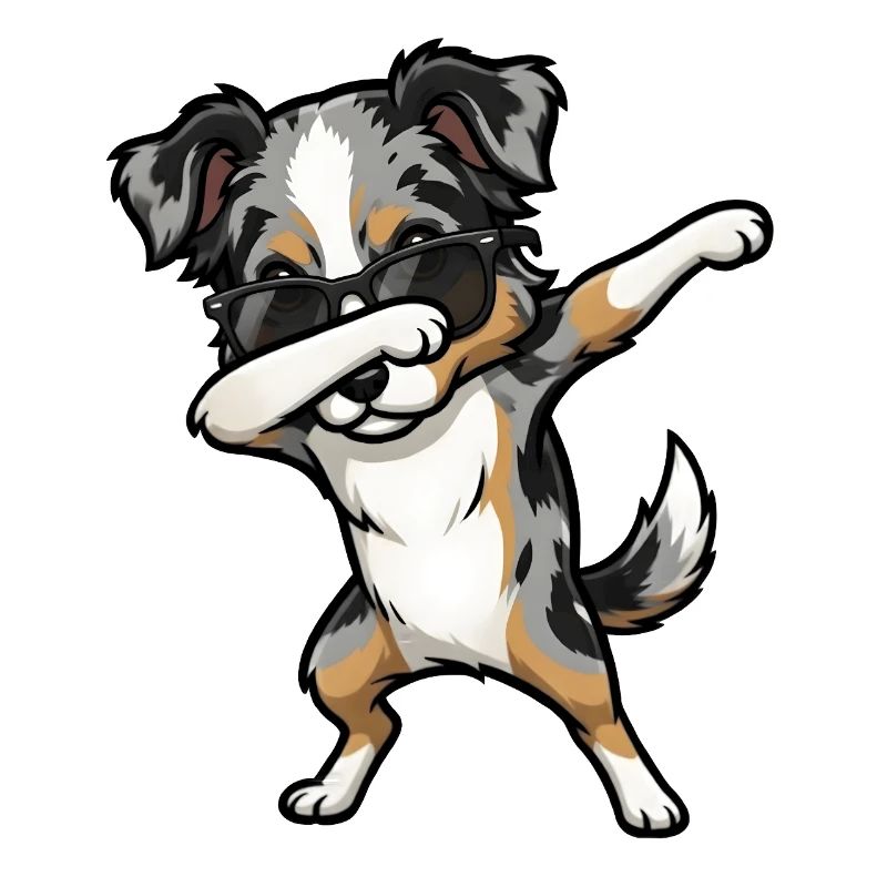 Dabbing Australian Shepherd
