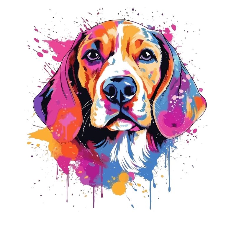 Farbenfrohe Splash-Art-Beagle-Hund