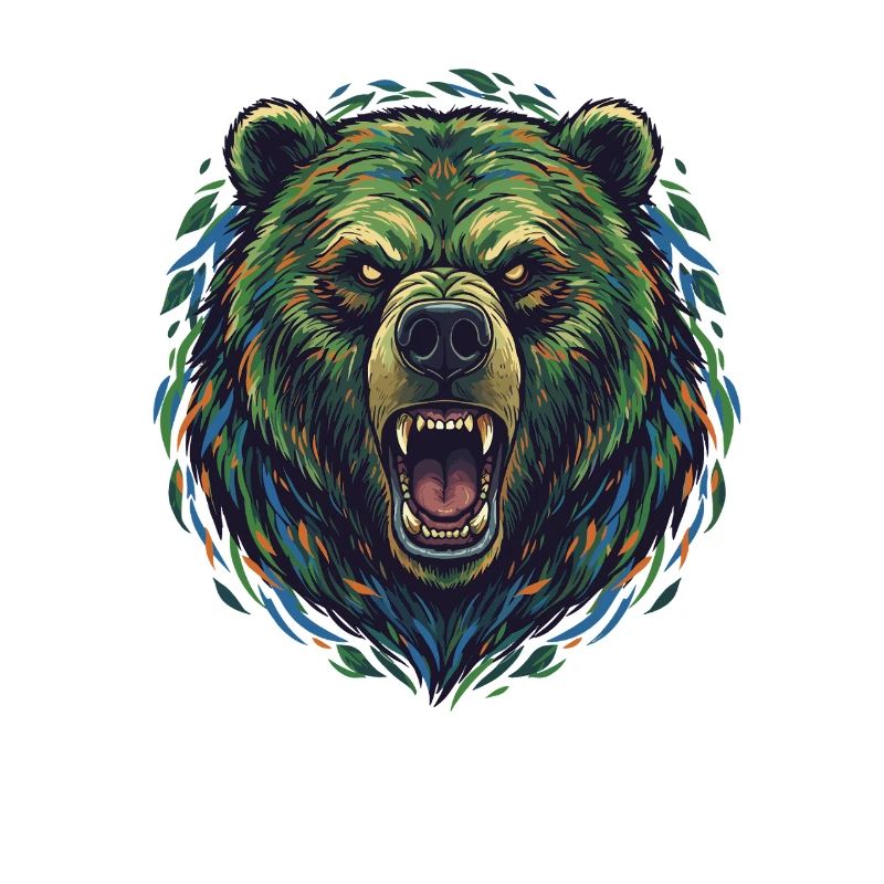 Wilder Farbbär Kopf