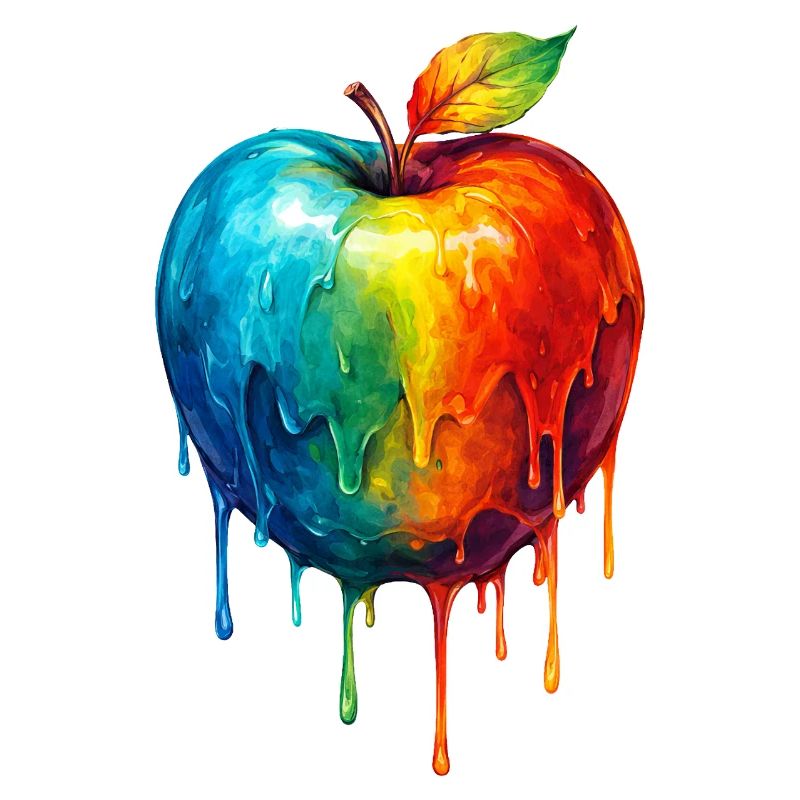 Apfel mit buntem Farbverlauf